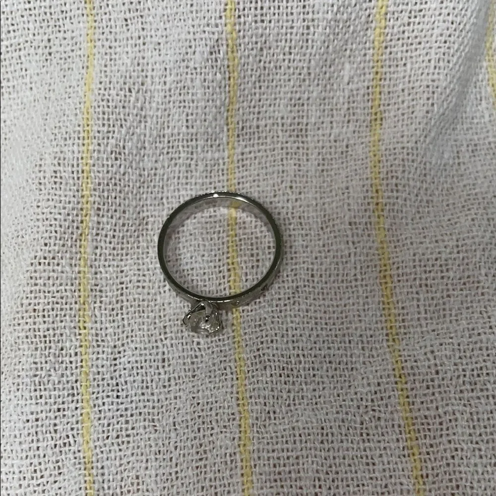 Vintage SETA O Elegant Silver Ring with Crystal Charm